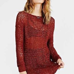 UNIF Deon Open Knit Tunic Sweater Orange Rust Size M